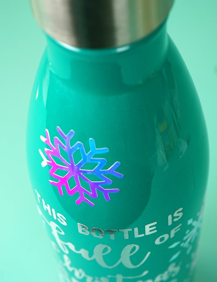 snowflake on tumbler bottle