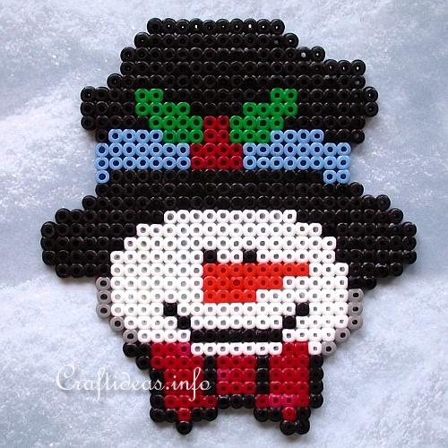 perler bead snow man
