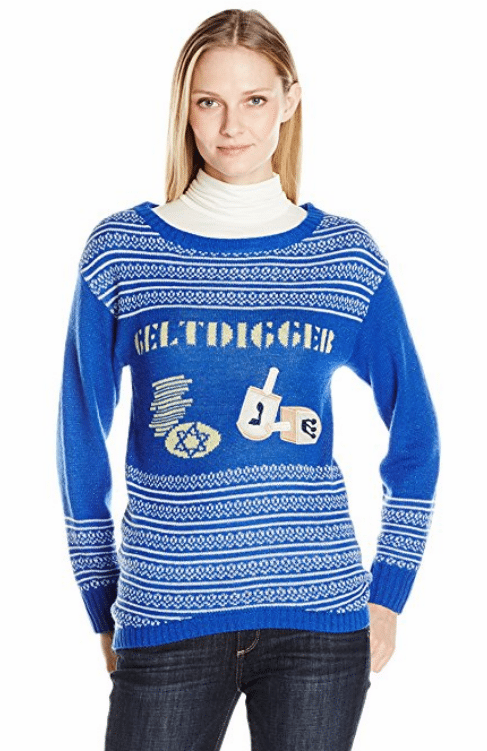 gelt digger Hanukkah ugly sweater