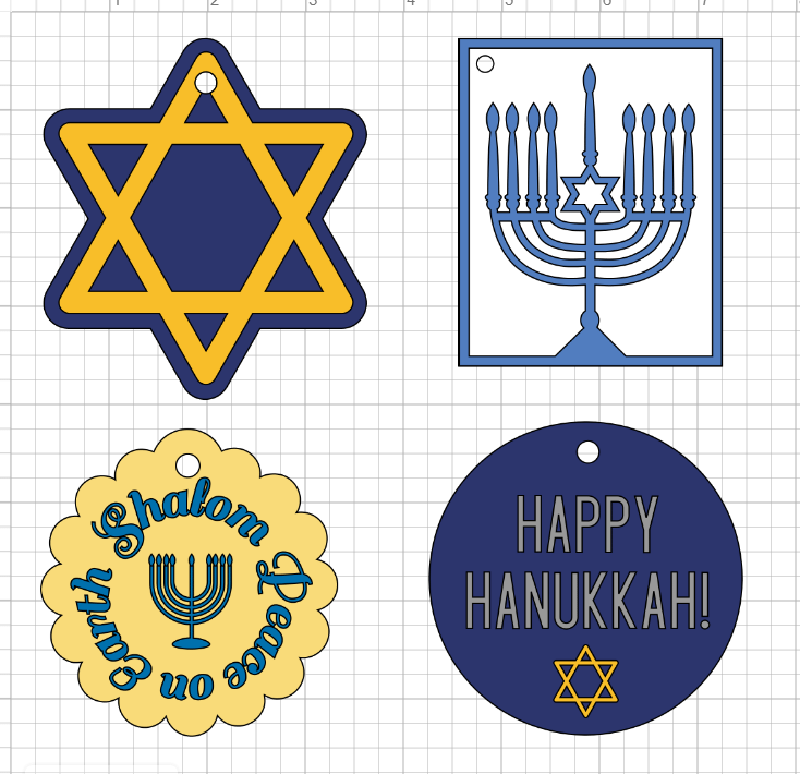 hanukkah gift tag set in cricut design space 