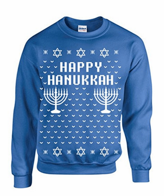 happy Hanukkah blue sweater 