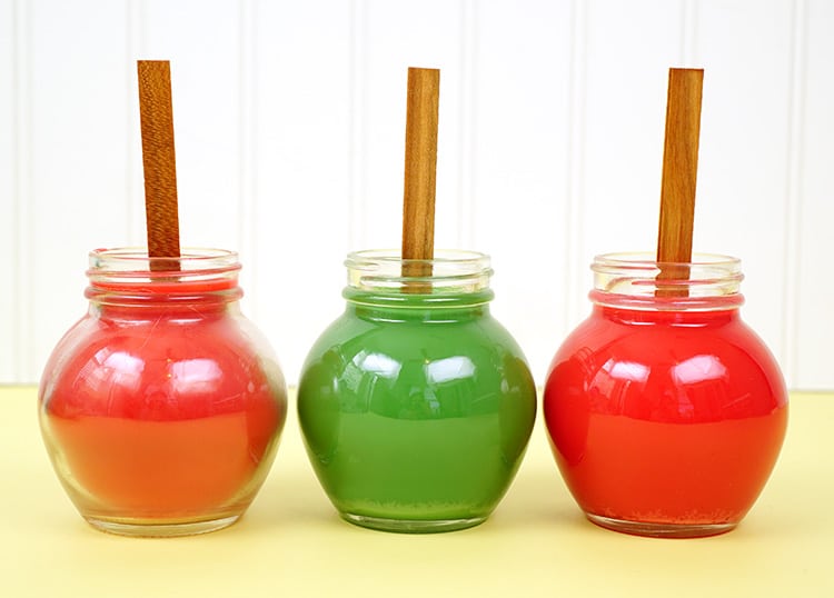 apple slice candles being made