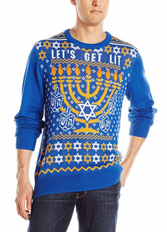 lets get lite menorah Hanukkah sweater