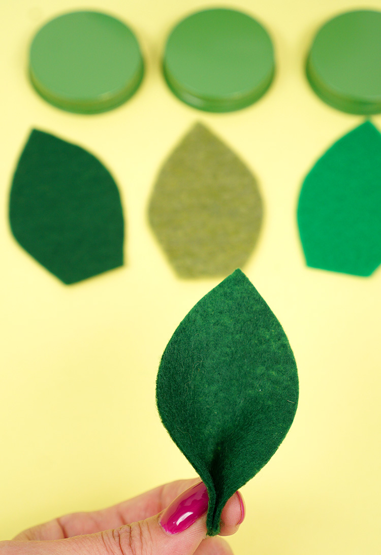 cut out felt leaves for candles