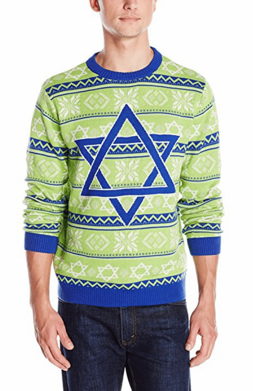 men\'s star of David ugly Hanukkah sweater