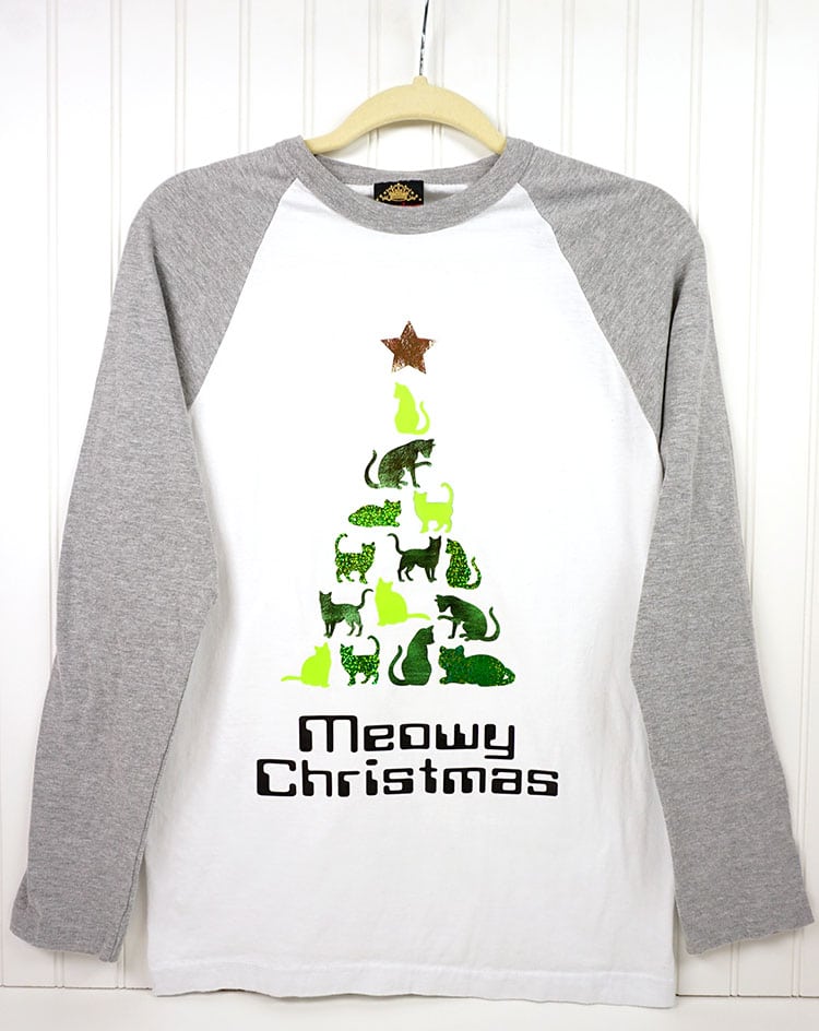 meowy christmas cat christmas tree shirt 