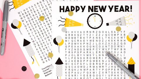 fun New Year's Word Search printable puzzle