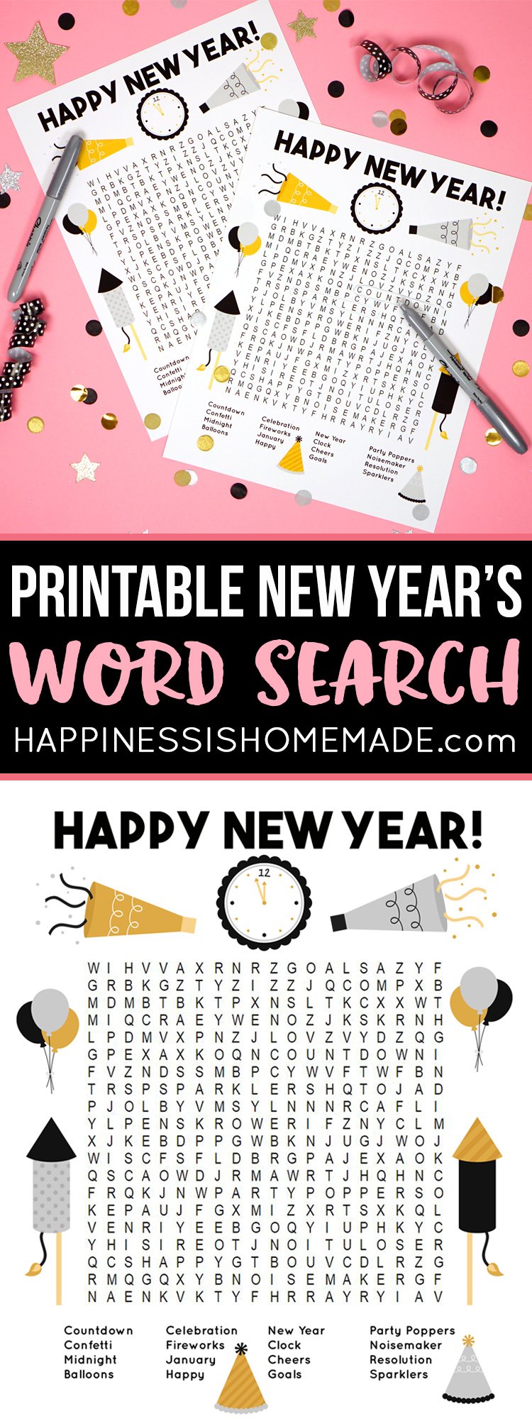 printable new years word search