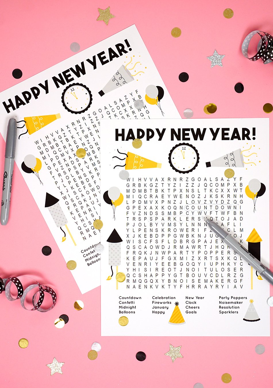  fun New Year\'s Word Search printable puzzle 