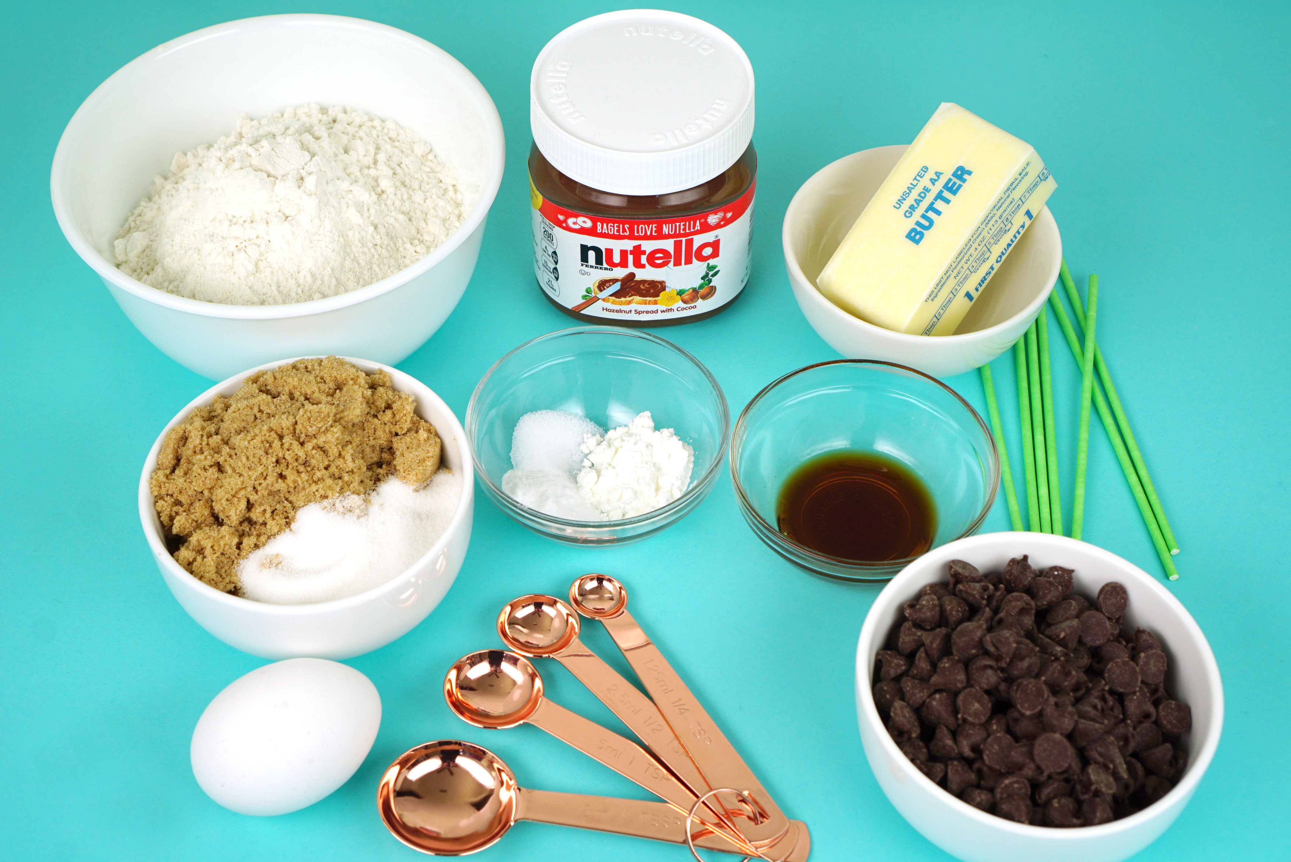 ingredients for Nutella cookie pops