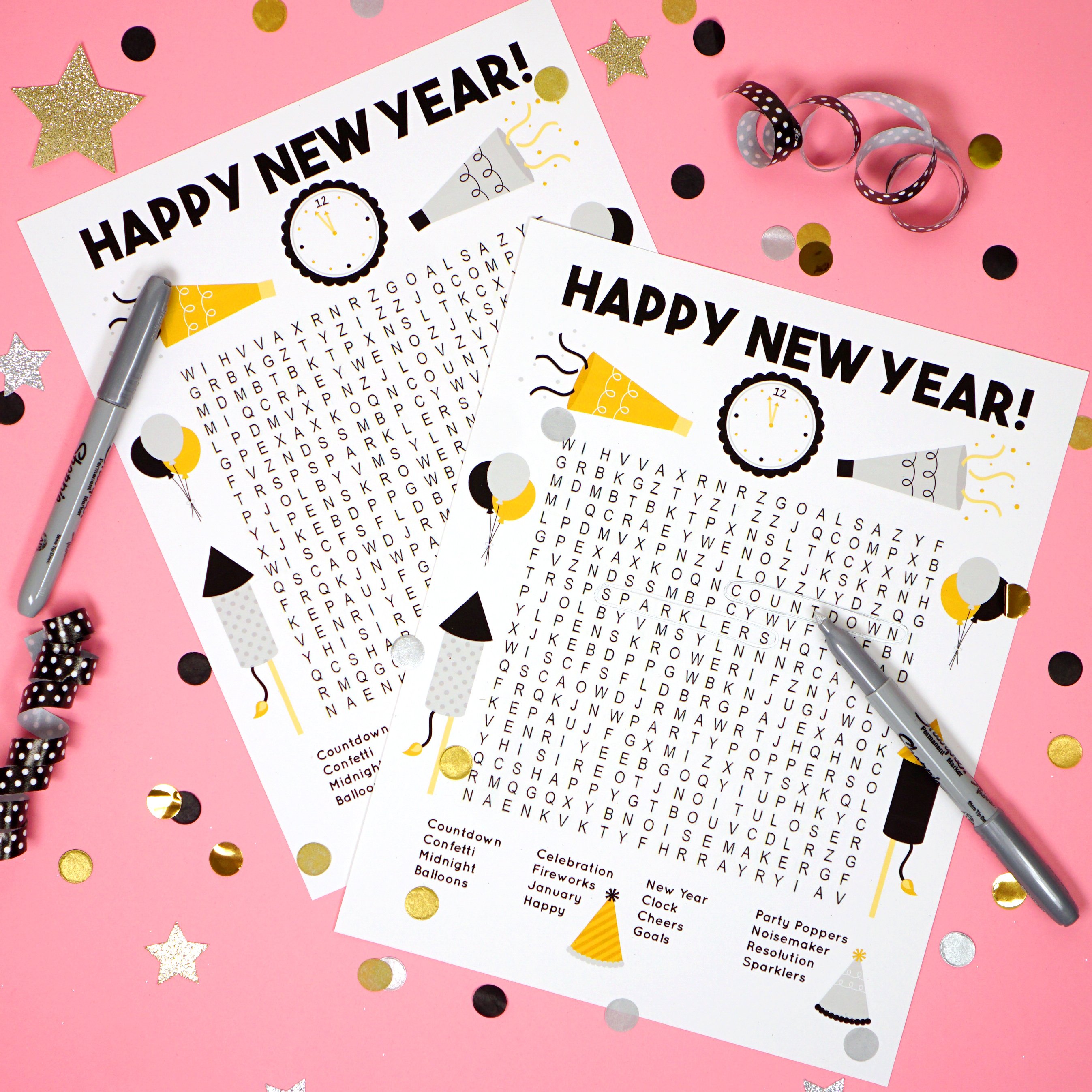 printable word search for new years eve