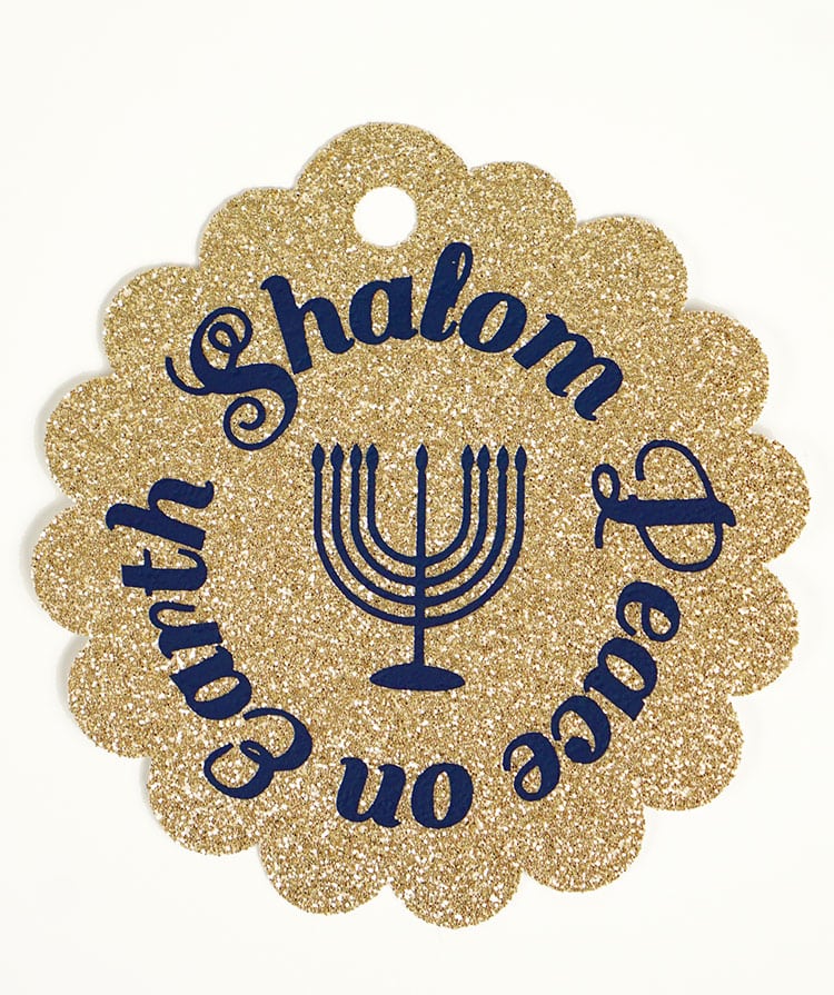 peace on earth shalom gift tag for hanukkah gift tag