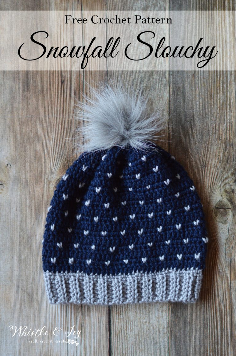 snowfall slouchy crocheted hat