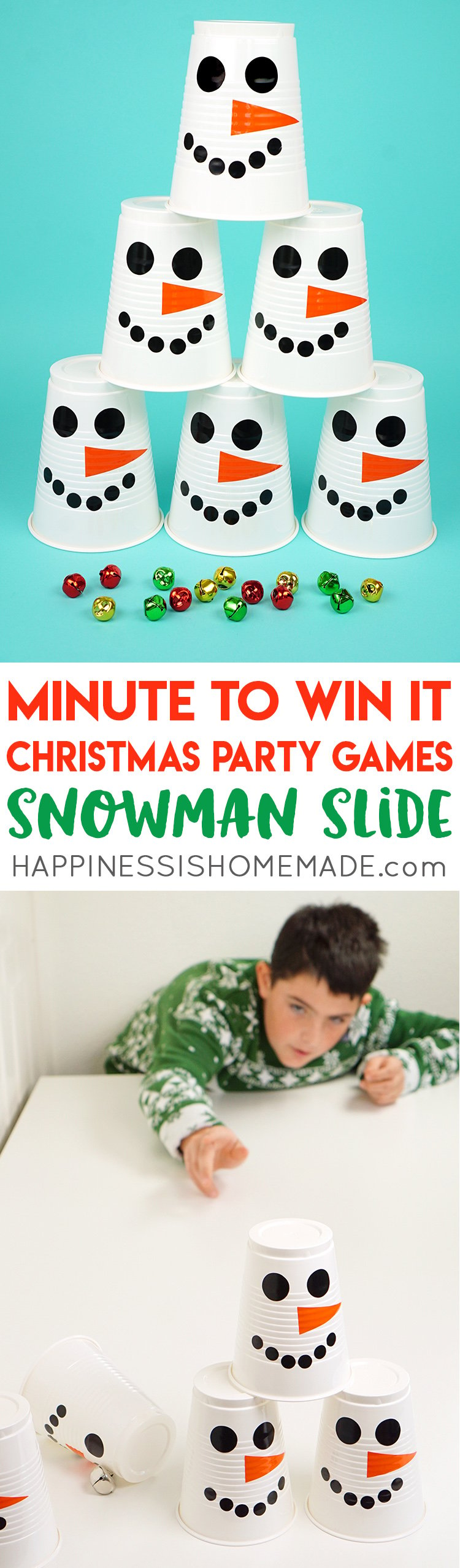 minute to win it christmas party game snowman slide