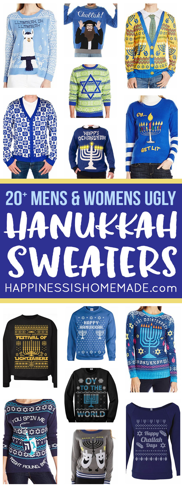 20+ mens and womens ugly hanukkah sweaters