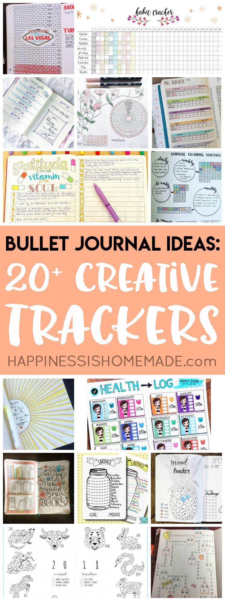 Looking for bullet journal ideas? These creative bullet journal tracker charts will help you get organized, save money, lo