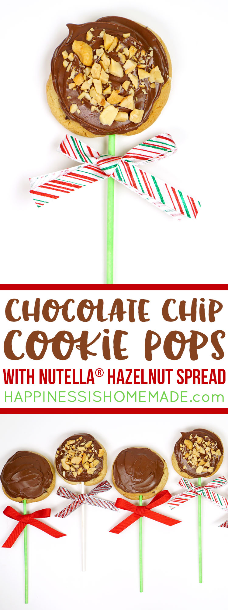 chocolate chip cookie pops with Nutella hazelnut spread