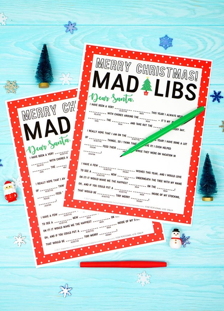 printable mad libs christmas game