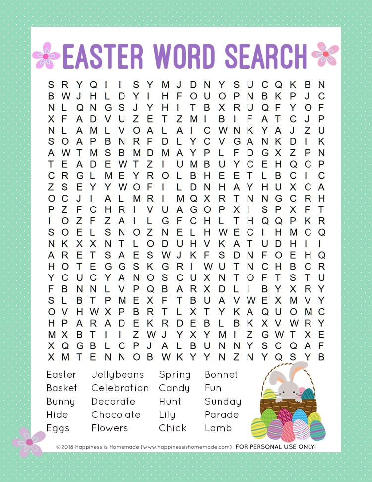 Easter Word Search Printable Happiness is Homemade