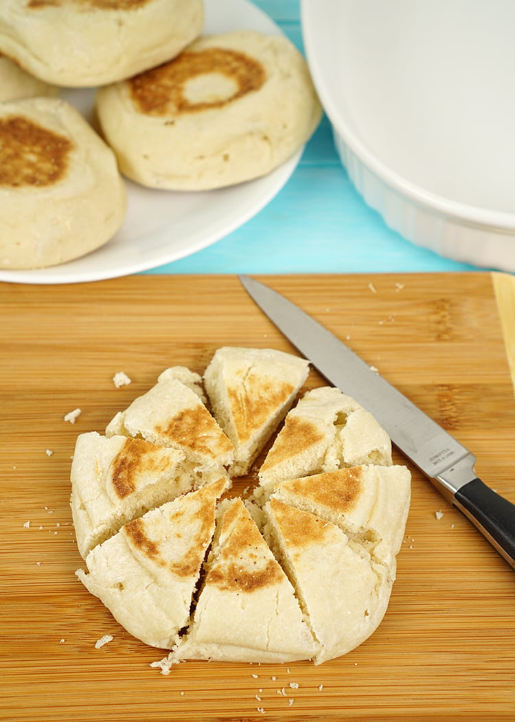 cut english muffins for breakfast casserole