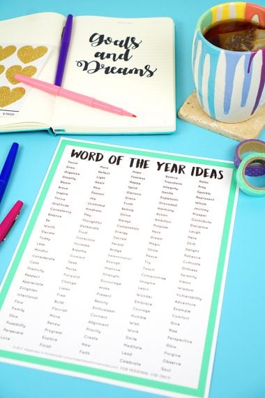 goals and dreams with word of the year ideas printable
