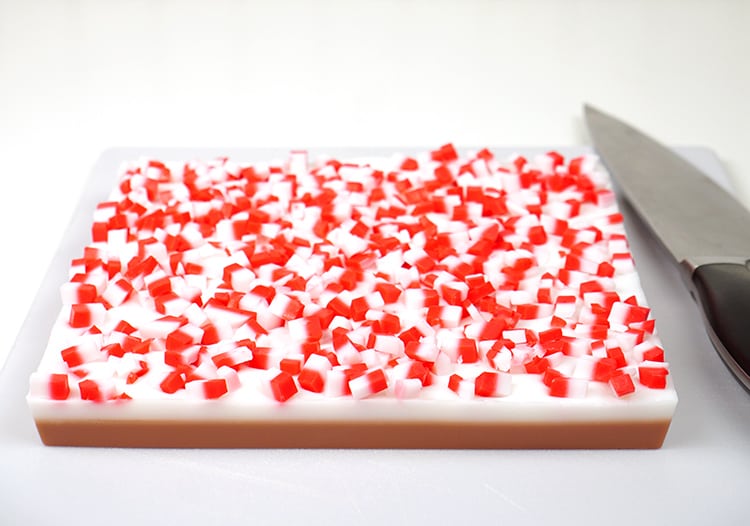 peppermint bark soap before cutting