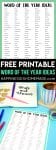 free printable word of the year ideas