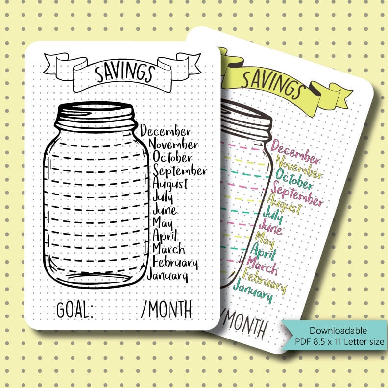 bullet journal ideas mason jar savings jar