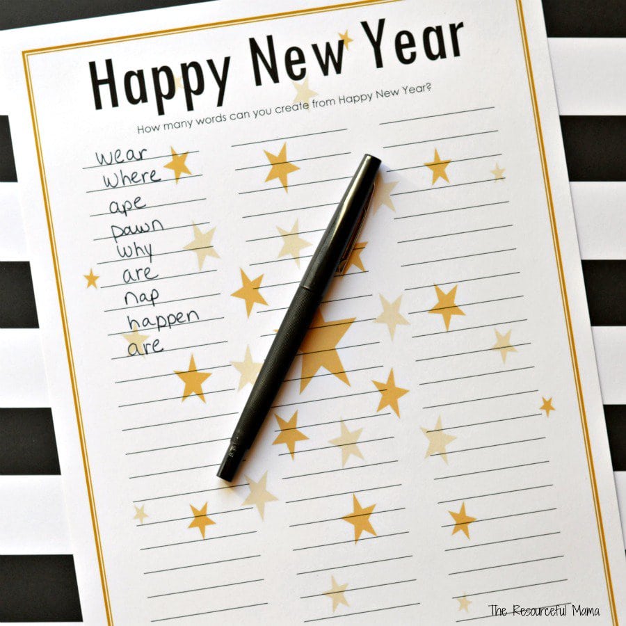 happy new year word puzzle game