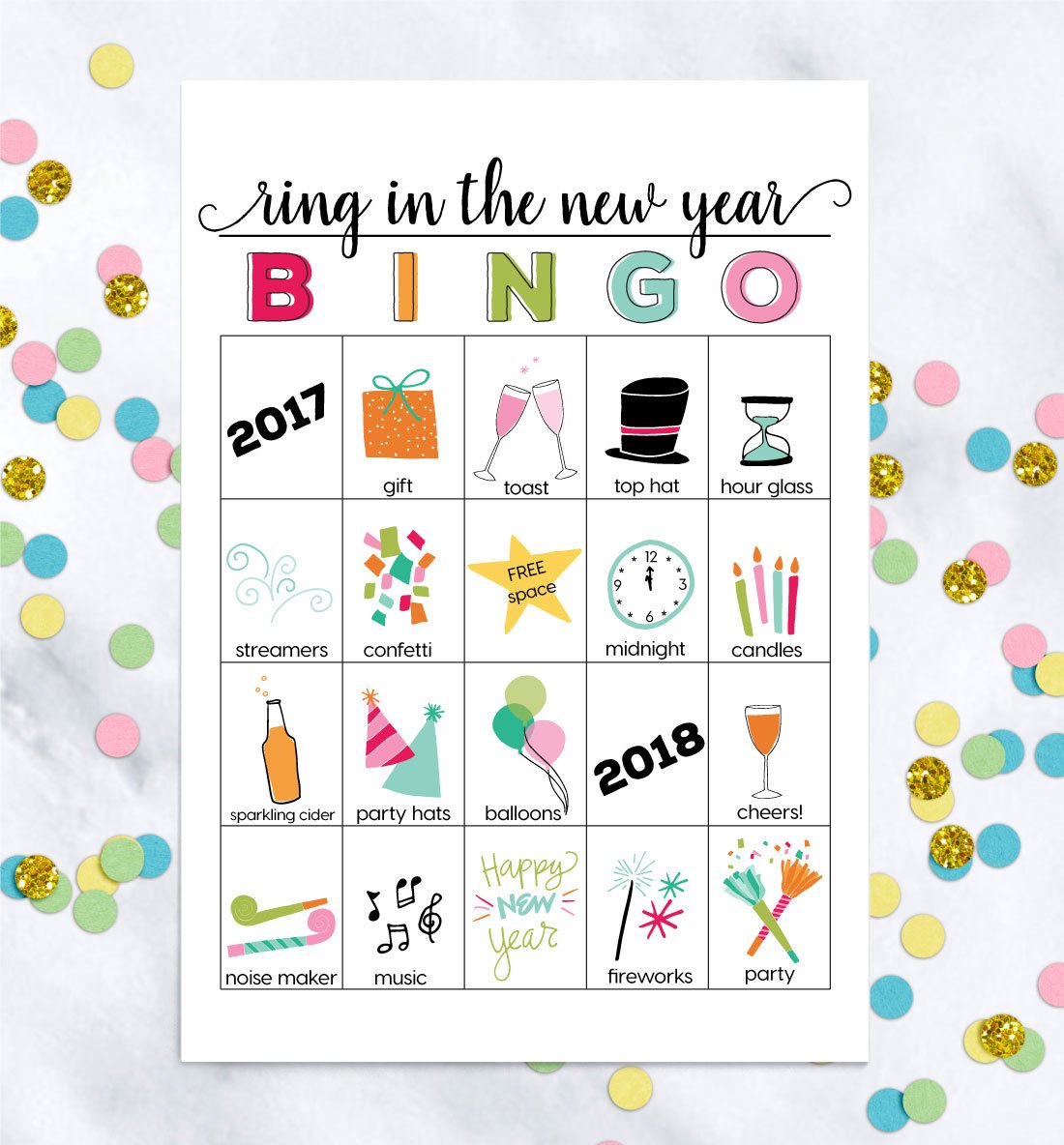 new years eve printable bingo game