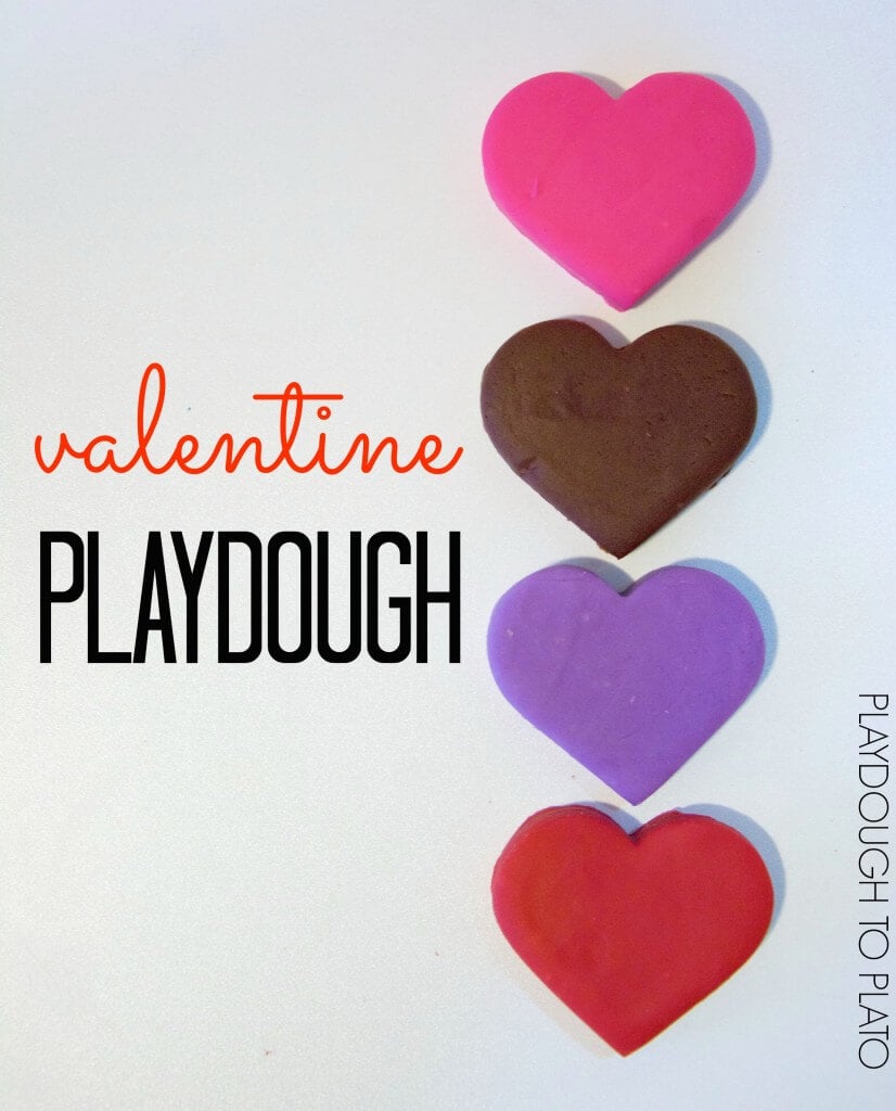 valentine playdough hearts in a line