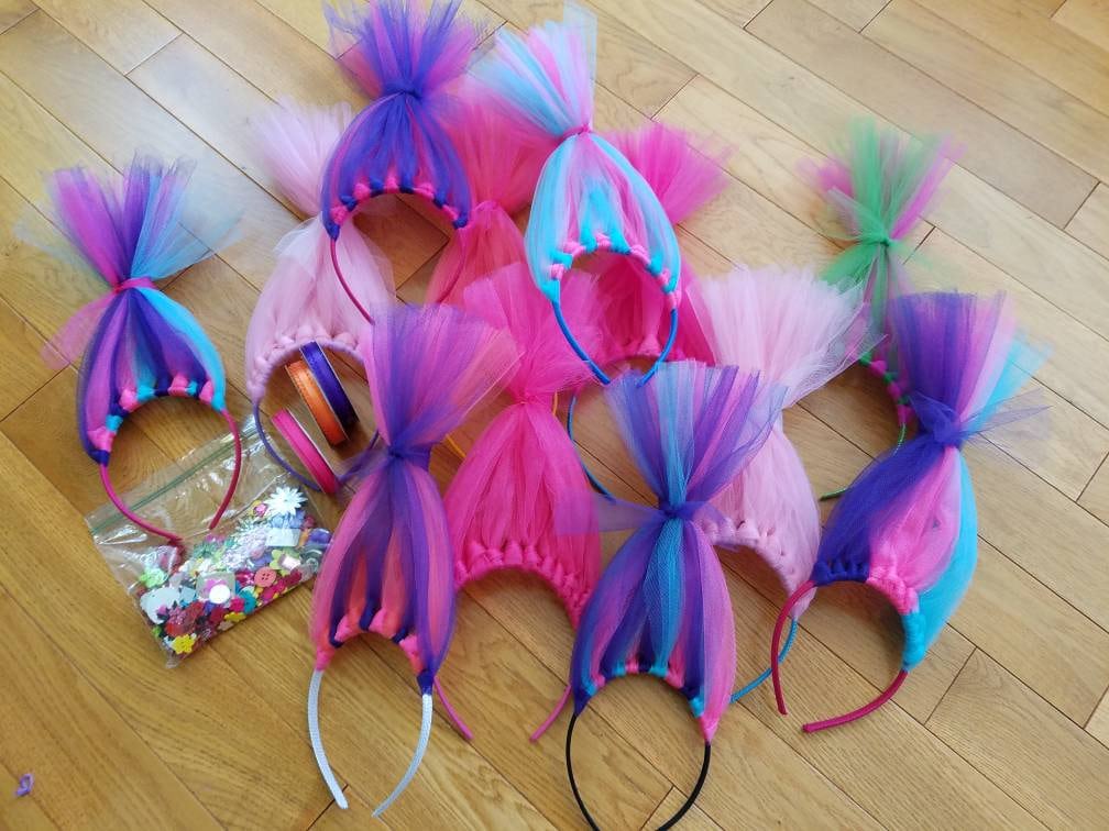 DIY trolls headbands for kids to wear 