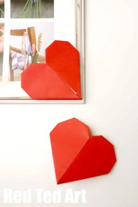 heart corner origami bookmarks 