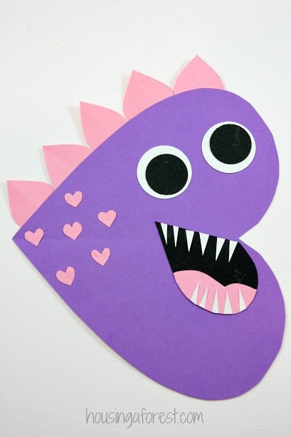 heart dinosaur valentine day craft