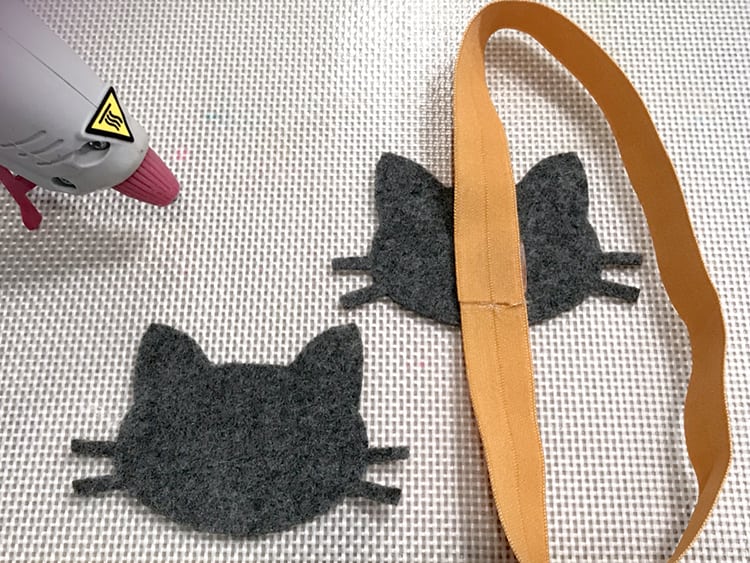 elastic headband glued to kitty head 