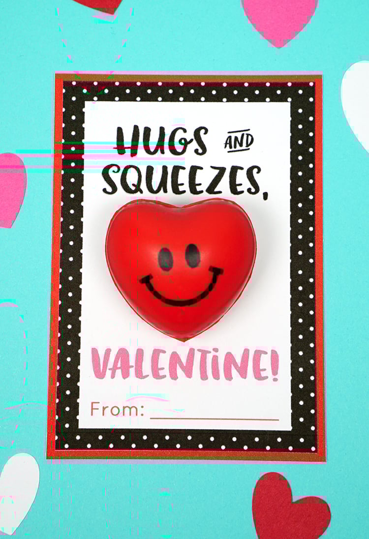 hugs and squeezes valentine squishy toy card