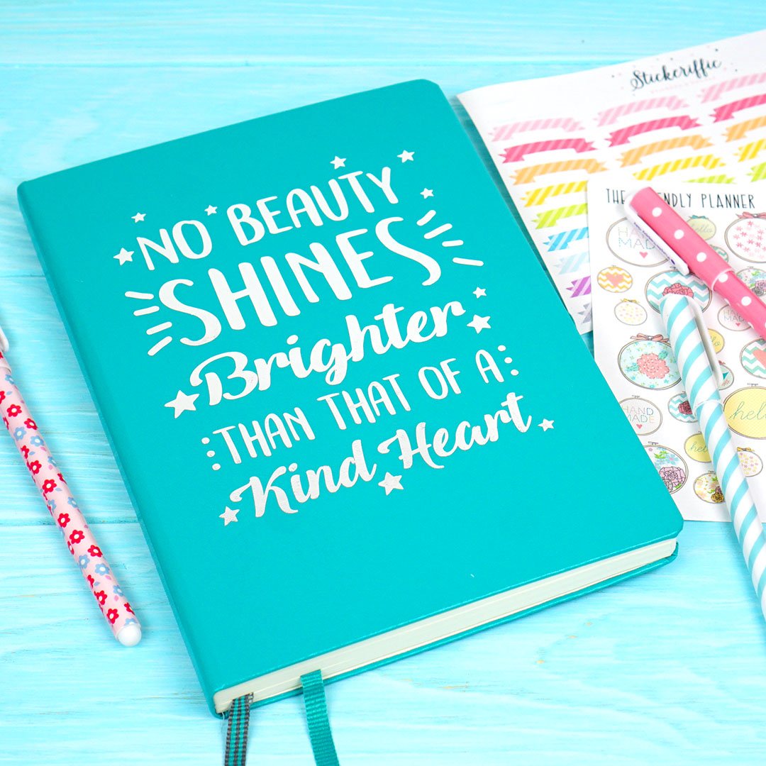 inspirational quote foil on bullet journal planner