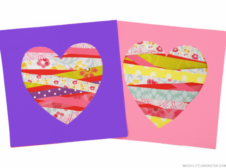 paper heart shapes made from colorful strips of paper