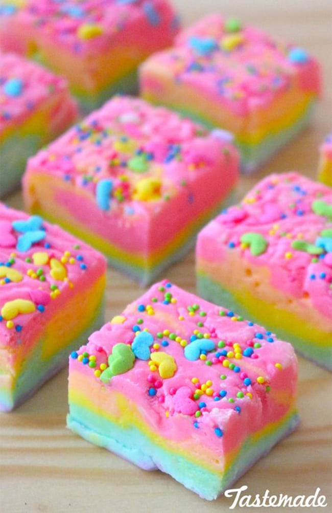 rainbow fudge with colorful sprinkles