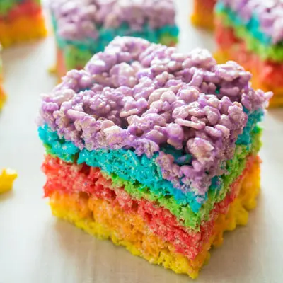 Rainbow rice krispie treats