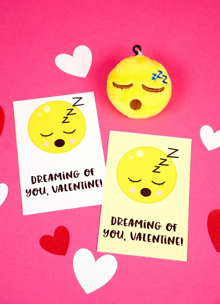 sleepy emoji valentine cards for kids
