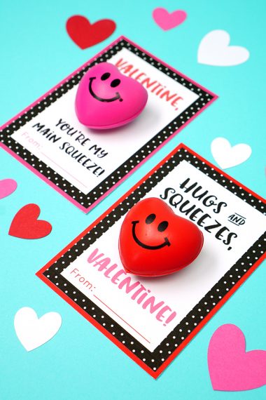 heart squeeze toy on printable valentine day cards