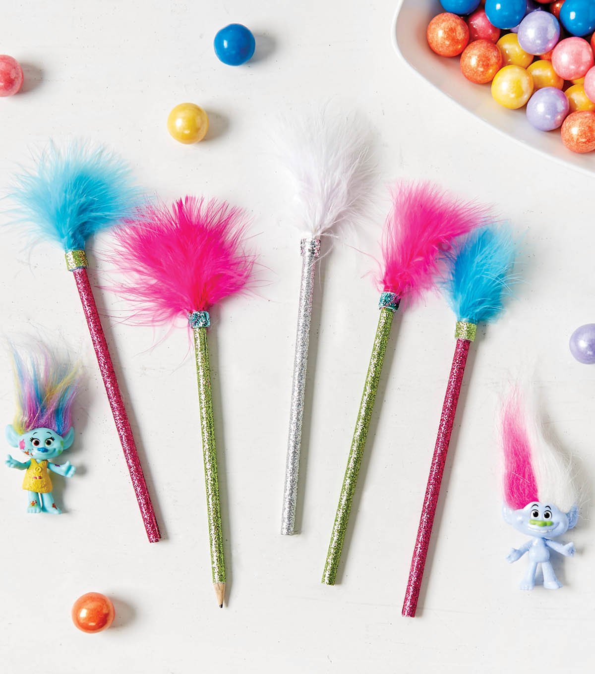 troll hair pencil party favors