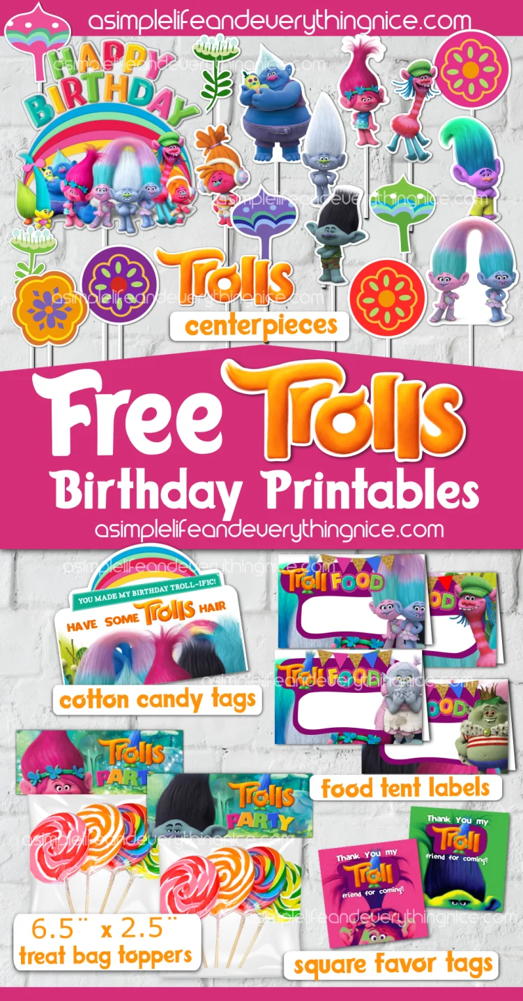 free trolls birthday printables