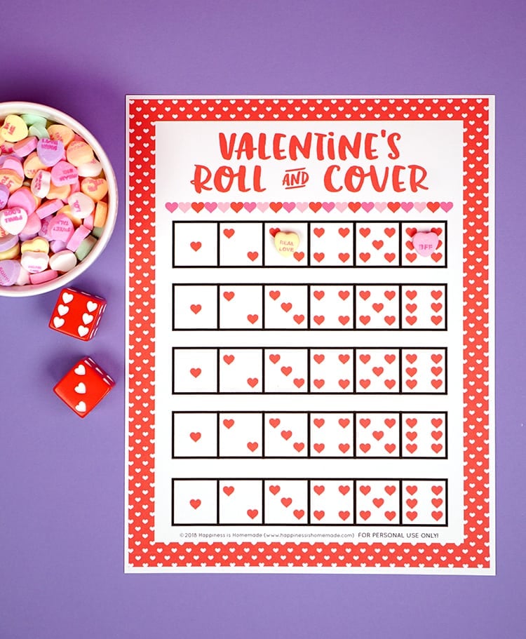 valentines day game roll and cover printable 