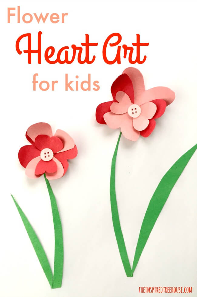 flower heart art for kids paper craft 