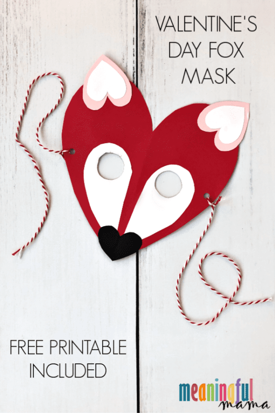 valentine's day fox mask printable 