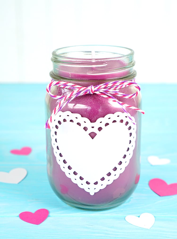 cute diy mason jar candle with heart 