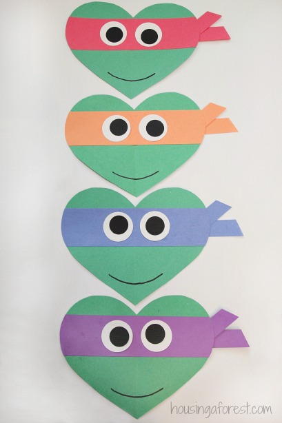 valentine day ninja turtle paper heart