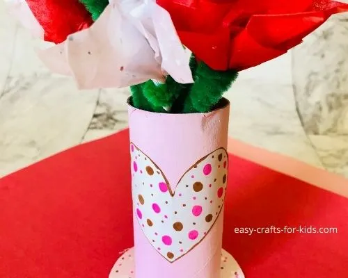 valentine day toilet paper roll craft diy vase with flowers